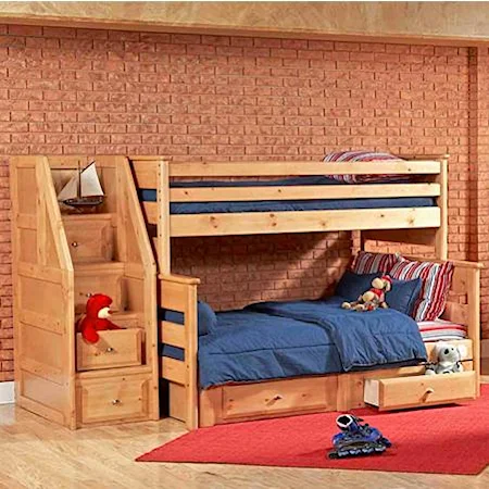 Twin/Full Bunk Bed with Underdresser and Storage Chest